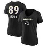 Mark Andrews Baltimore Ravens Women's Team Wordmark Player Name & Number V-Neck T-Shirt Black
