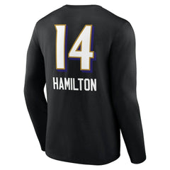 Kyle Hamilton Baltimore Ravens Team Wordmark Player Name & Number Long Sleeve T-Shirt Black
