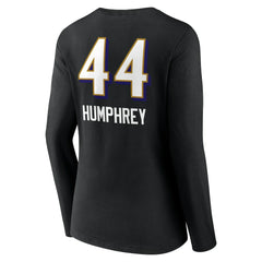 Marlon Humphrey Baltimore Ravens Women's Team Wordmark Player Name & Number Long Sleeve V-Neck T-Shirt Black