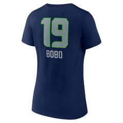 Jake Bobo Seattle Seahawks Women's Team Wordmark Player Name & Number V-Neck T-Shirt College Navy
