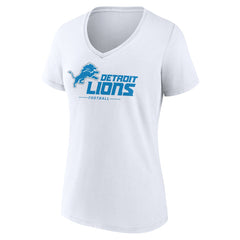 Detroit Lions Women's Lock Up V-Neck T-Shirt White