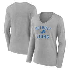 Detroit Lions Women's Victory Arch V-Neck Long Sleeve T-Shirt Gray