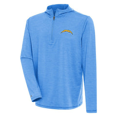 Los Angeles Chargers Antigua Tidy Quarter-Zip Pullover Hoodie Heather Powder Blue