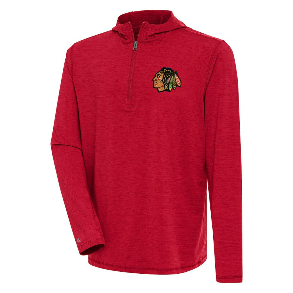 NHL Chicago Blackhawks Antigua Tidy Quarter-Zip Pullover Hoodie - Heather Red