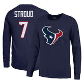 C.J. Stroud Houston Texans Majestic Threads Name & Number Long Sleeve T-Shirt – Navy