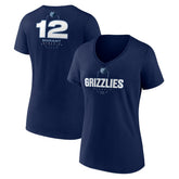 Ja Morant Memphis Grizzlies Women's Behind The Back Name & Number V-Neck T-Shirt Navy