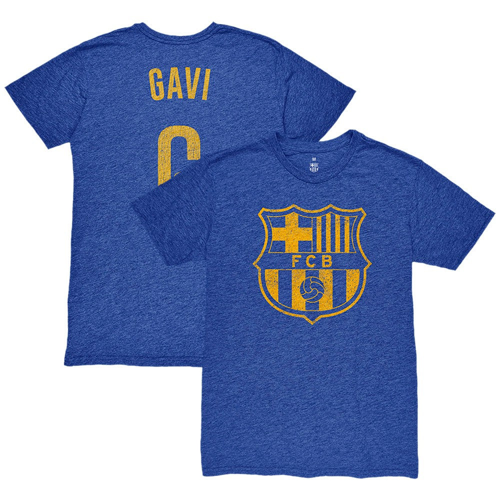 Gavi Barcelona 1863FC Player Name & Number Twisted Tri-Blend Slub T-Shirt Heather Royal