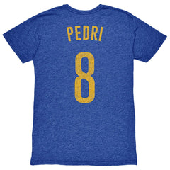 Pedri Barcelona 1863FC Player Name & Number Twisted Tri-Blend Slub T-Shirt Heather Royal
