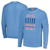 Philadelphia 76ers Homage Unisex Holiday Raglan Pullover Sweatshirt Light Blue