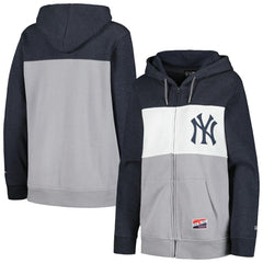 New York Yankees New Era Women's Color Block Full-Zip Hoodie Jacket - Navy Jackets