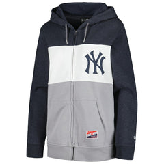 New York Yankees New Era Women's Color Block Full-Zip Hoodie Jacket - Navy Jackets
