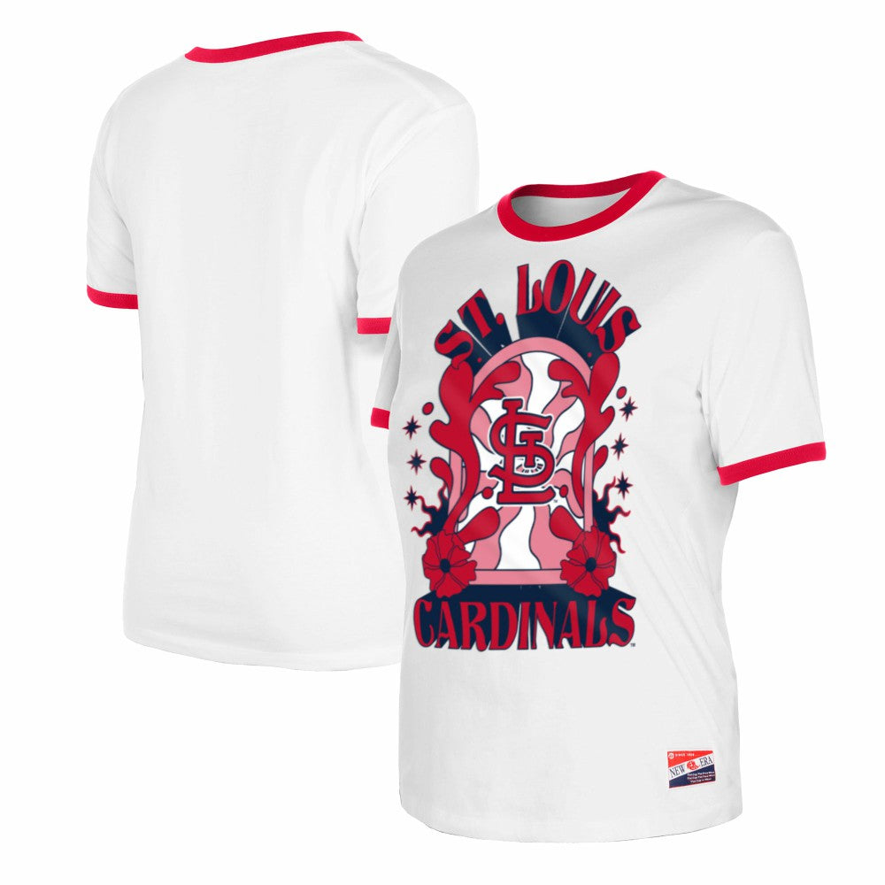 St. Louis Cardinals New Era Women's Oversized Ringer T-Shirt - White T-shirts