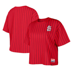 St. Louis Cardinals New Era Women's Boxy Pinstripe T-Shirt - Red T-shirts