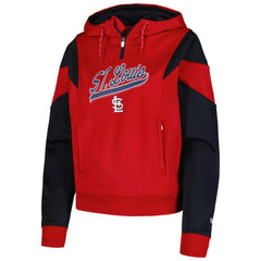 St. Louis Cardinals New Era Women's Color Block Fleece Quarter-Zip Hoodie - Red Hoodies