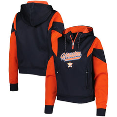 Houston Astros New Era Women's Color Block Fleece Quarter-Zip Hoodie - Navy Hoodies