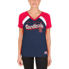 St. Louis Cardinals New Era Women's Heathered Raglan V-Neck T-Shirt - Navy T-shirts