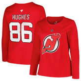 NHL New Jersey Devils Profile Women's Plus Size Distressed Printed Name & Number Long Sleeve T-Shirt - Red