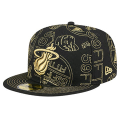 Miami Heat 59FIFTY Day Allover Print Stencil Fitted Hat Black