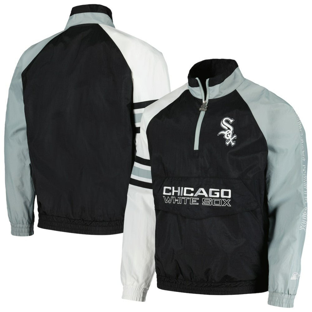 Chicago White Sox Starter Elite Raglan Half-Zip Jacket - Black/White Jackets