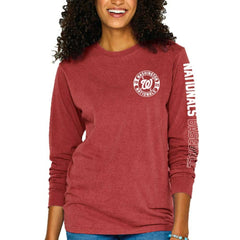Washington Nationals Soft as a Grape Women's Pigment-Dyed Long Sleeve T-Shirt - Red T-shirts