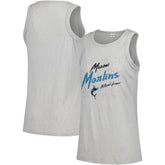 Miami Marlins Soft as a Grape Women's Gauze High Neck Tank Top - Gray Tanks