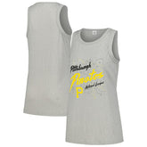 Pittsburgh Pirates Soft as a Grape Women's Gauze High Neck Tank Top - Gray Tanks