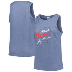 Atlanta Braves Soft as a Grape Women's Plus Size Curvy High Neck Tri-Blend Tank Top - Navy Tanks