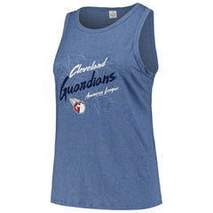 Cleveland Guardians Soft as a Grape Women's Plus Size Curvy High Neck Tri-Blend Tank Top - Navy Tanks