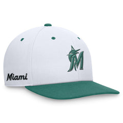 Miami Marlins Nike Bicoastal Two-Tone Pro Performance Snapback Hat - White/Green Hats