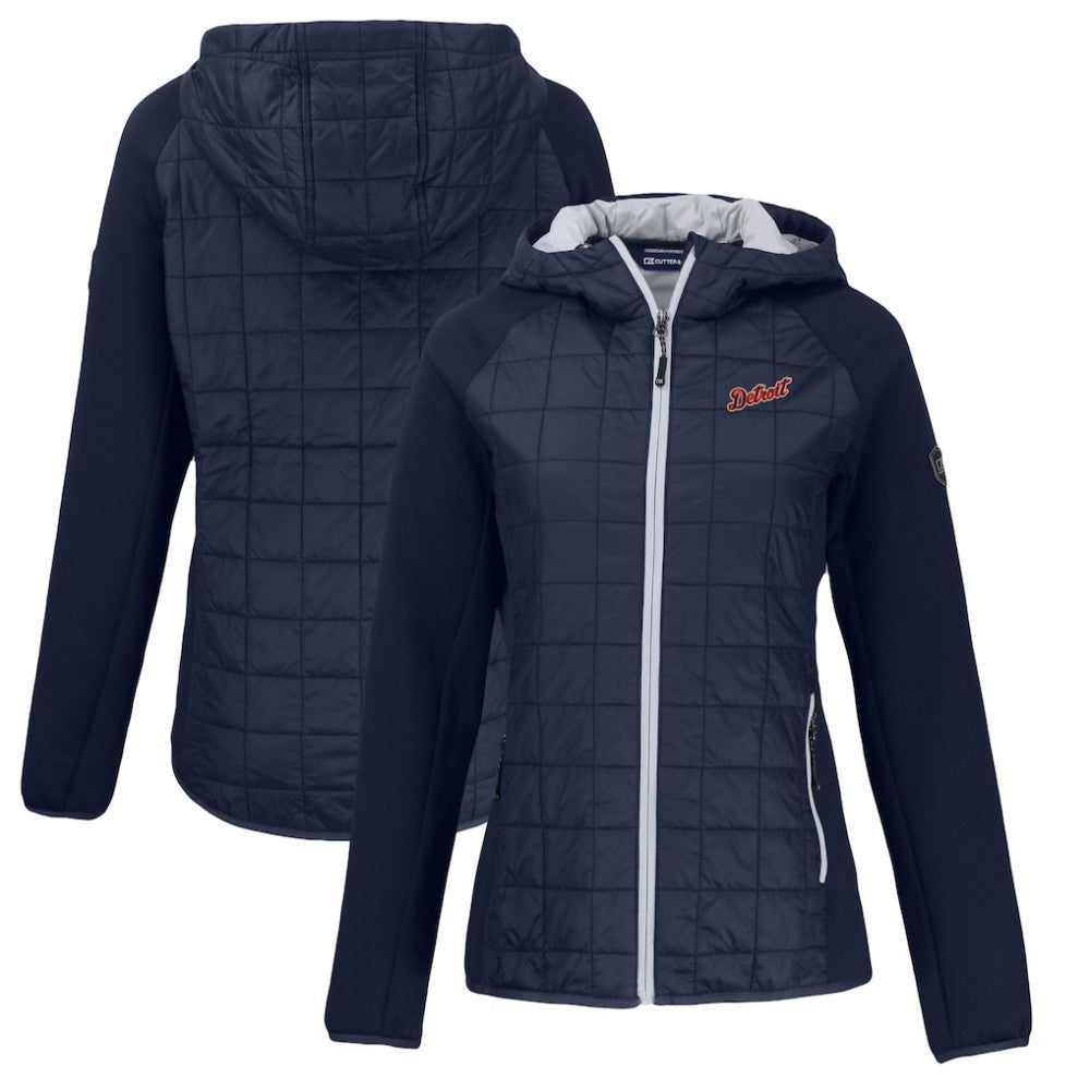 Detroit Tigers Cutter & Buck Women's Cooperstown Collection Rainier Primaloft Eco Full-Zip Hybrid Jacket - Navy Jackets