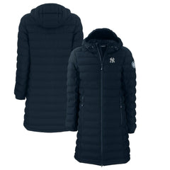 New York Yankees Cutter & Buck Women's Mission Ridge Repreve Eco Insulated Full-Zip Long Puffer Jacket - Navy Jackets