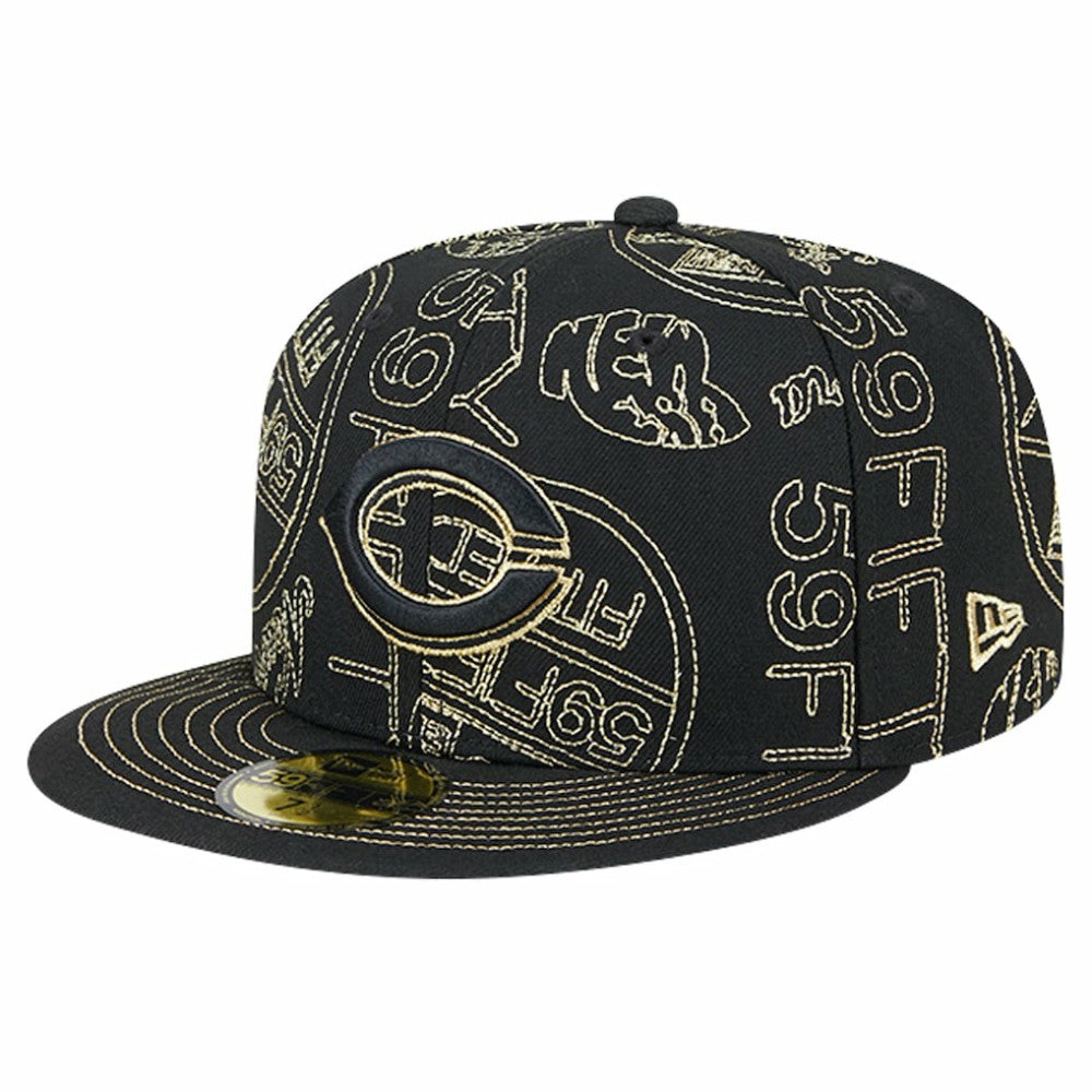 Cincinnati Reds New Era 59FIFTY Day Allover Fitted Hat - Black Hats