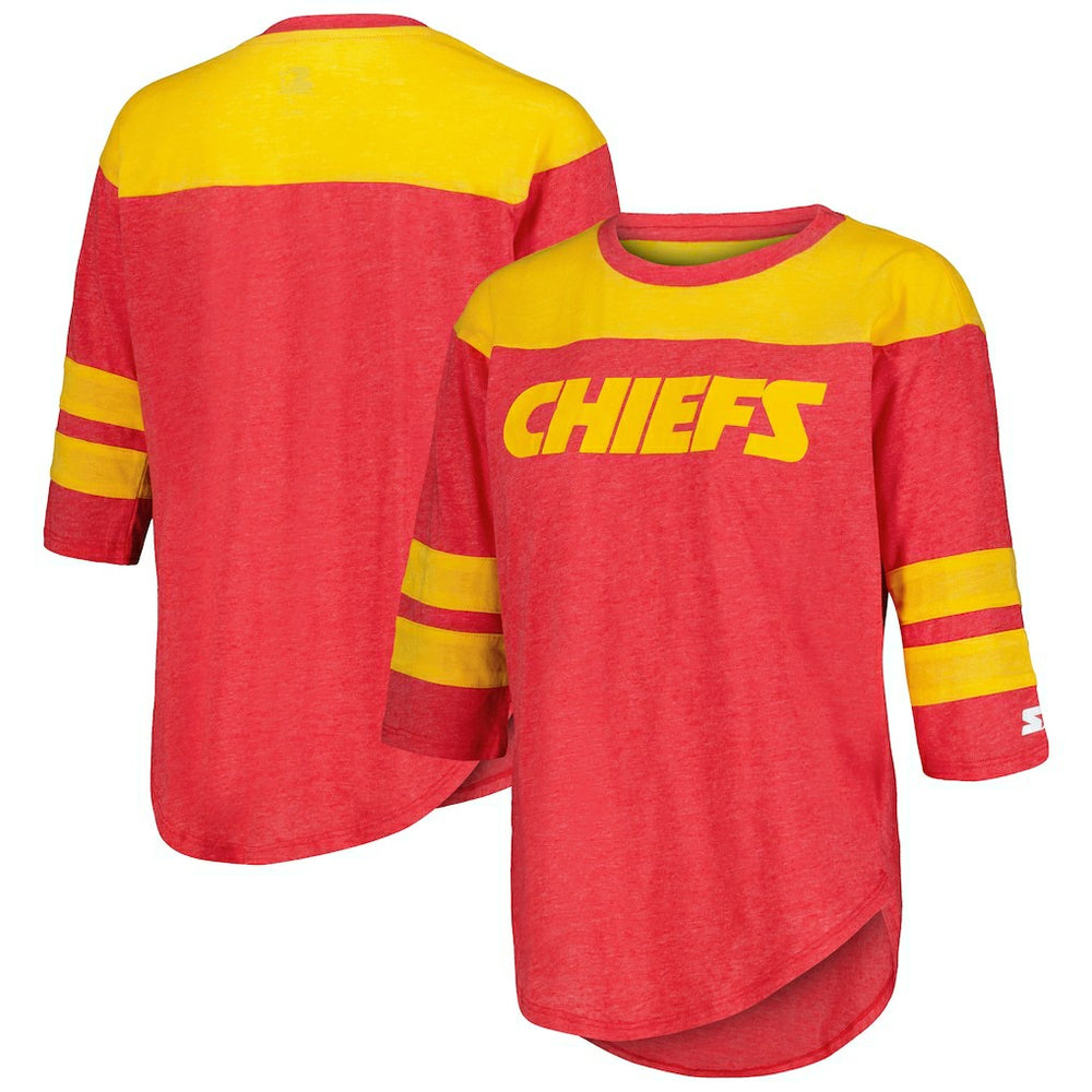 Kansas City Chiefs Starter Women's Fullback Tri-Blend 3/4-Sleeve T-Shirt Red