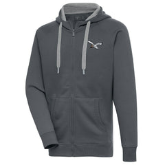 Philadelphia Eagles Antigua Throwback Logo Victory Full-Zip Hoodie Charcoal