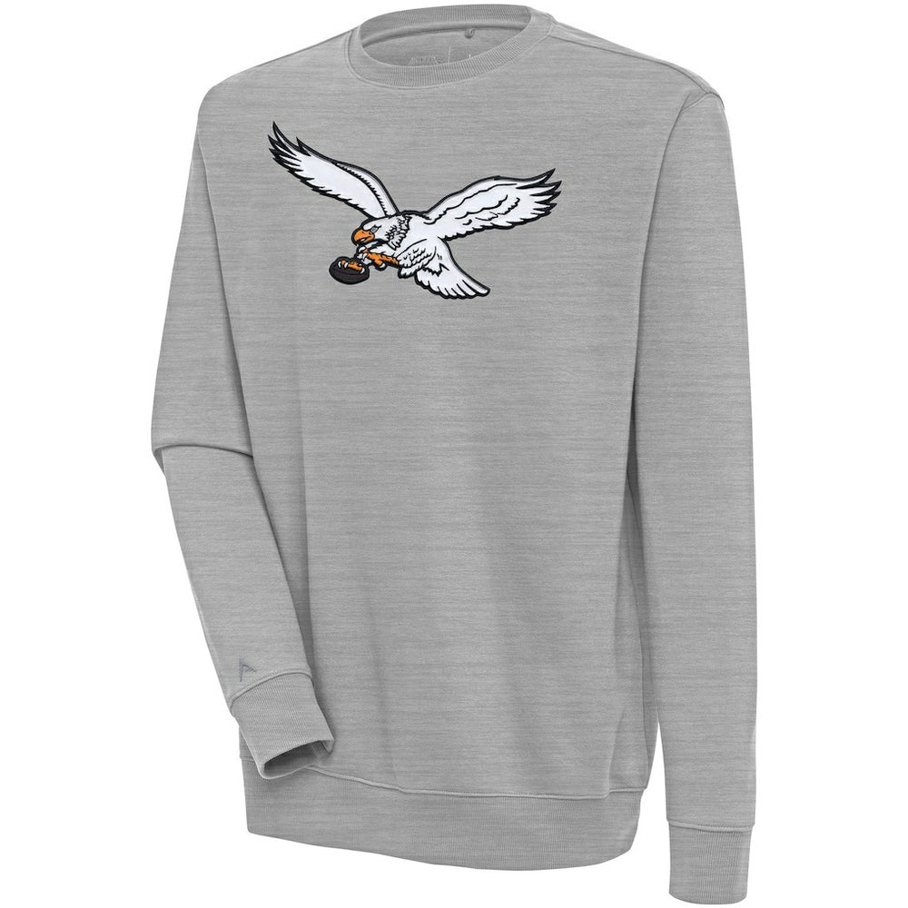 Philadelphia Eagles Antigua Throwback Logo Victory Pullover Sweatshirt Heather Gray
