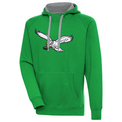 Philadelphia Eagles Antigua Throwback Logo Victory Pullover Hoodie Kelly Green