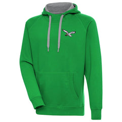 Philadelphia Eagles Antigua Throwback Logo Victory Pullover Hoodie Kelly Green