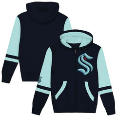 NHL Seattle Kraken Preschool Face Off Full-Zip Hoodie - Navy