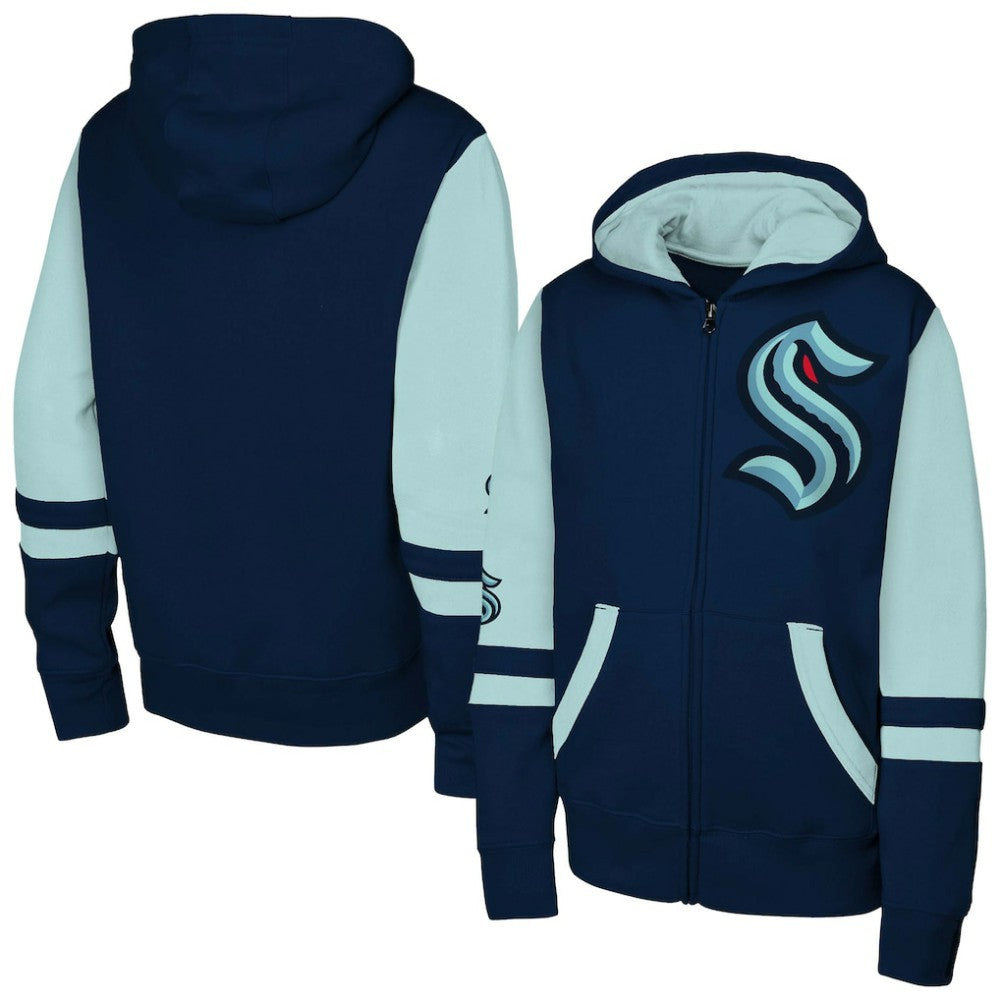 NHL Seattle Kraken Youth Face Off Full-Zip Hoodie - Navy