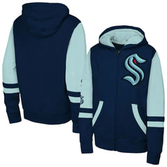 NHL Seattle Kraken Youth Face Off Full-Zip Hoodie - Navy