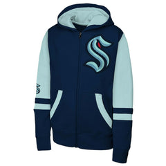 NHL Seattle Kraken Youth Face Off Full-Zip Hoodie - Navy