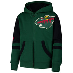 NHL Minnesota Wild Youth Face Off Full-Zip Hoodie - Green