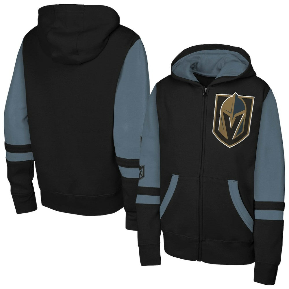NHL Vegas Golden Knights Youth Face Off Full-Zip Hoodie - Black