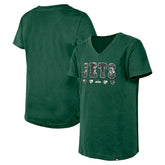 New York Jets New Era Girls Youth Flip Sequin V-Neck T-Shirt Green