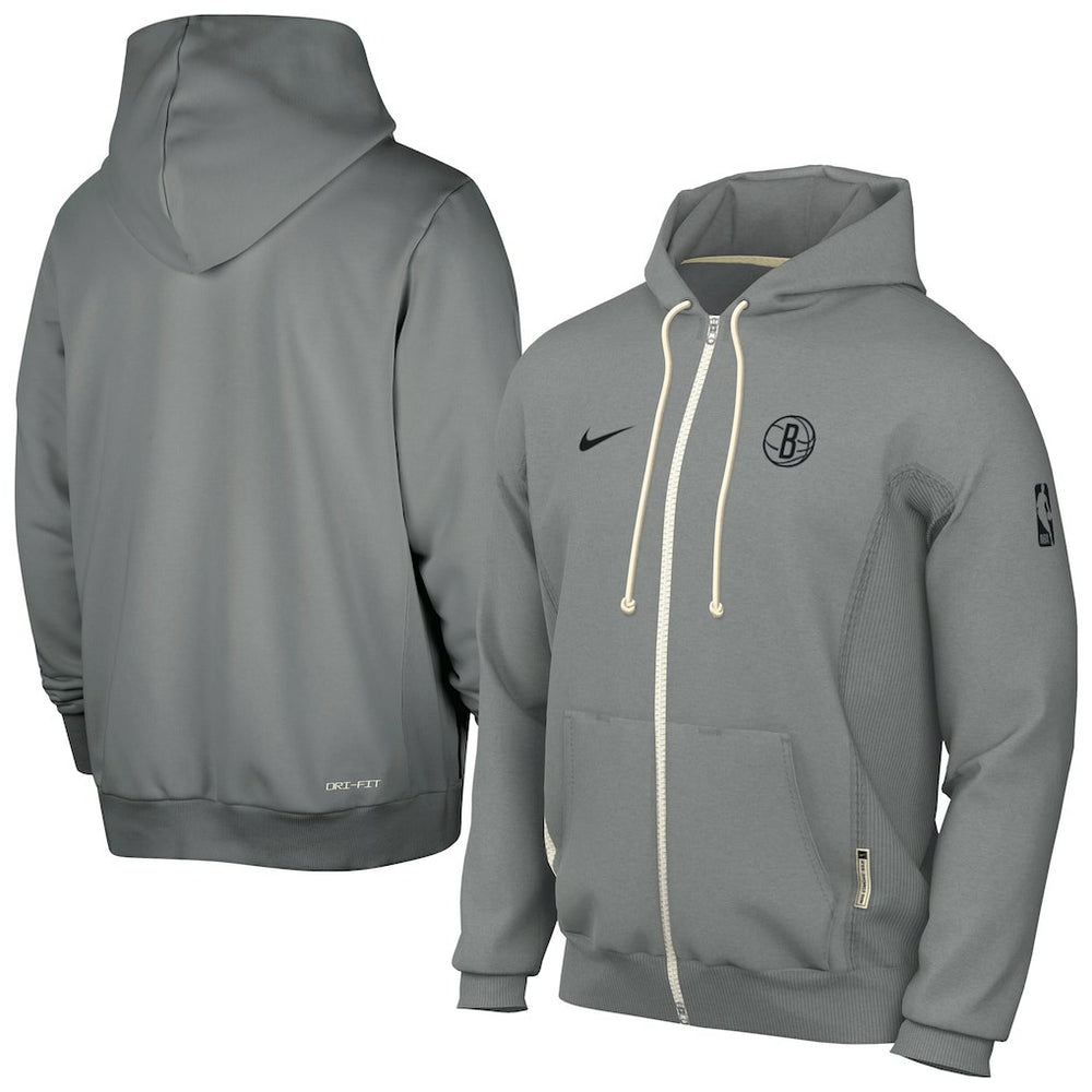 Brooklyn Nets Authentic Standard Issue Full-Zip Hoodie Jacket Gray