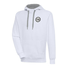 Detroit Pistons Antigua Metallic Logo Victory Pullover Hoodie White