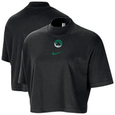 Boston Celtics Women's Courtside Mock Neck Loose Fit Cropped T-Shirt Black