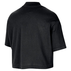 Chicago Bulls Women's Courtside Mock Neck Loose Fit Cropped T-Shirt Black