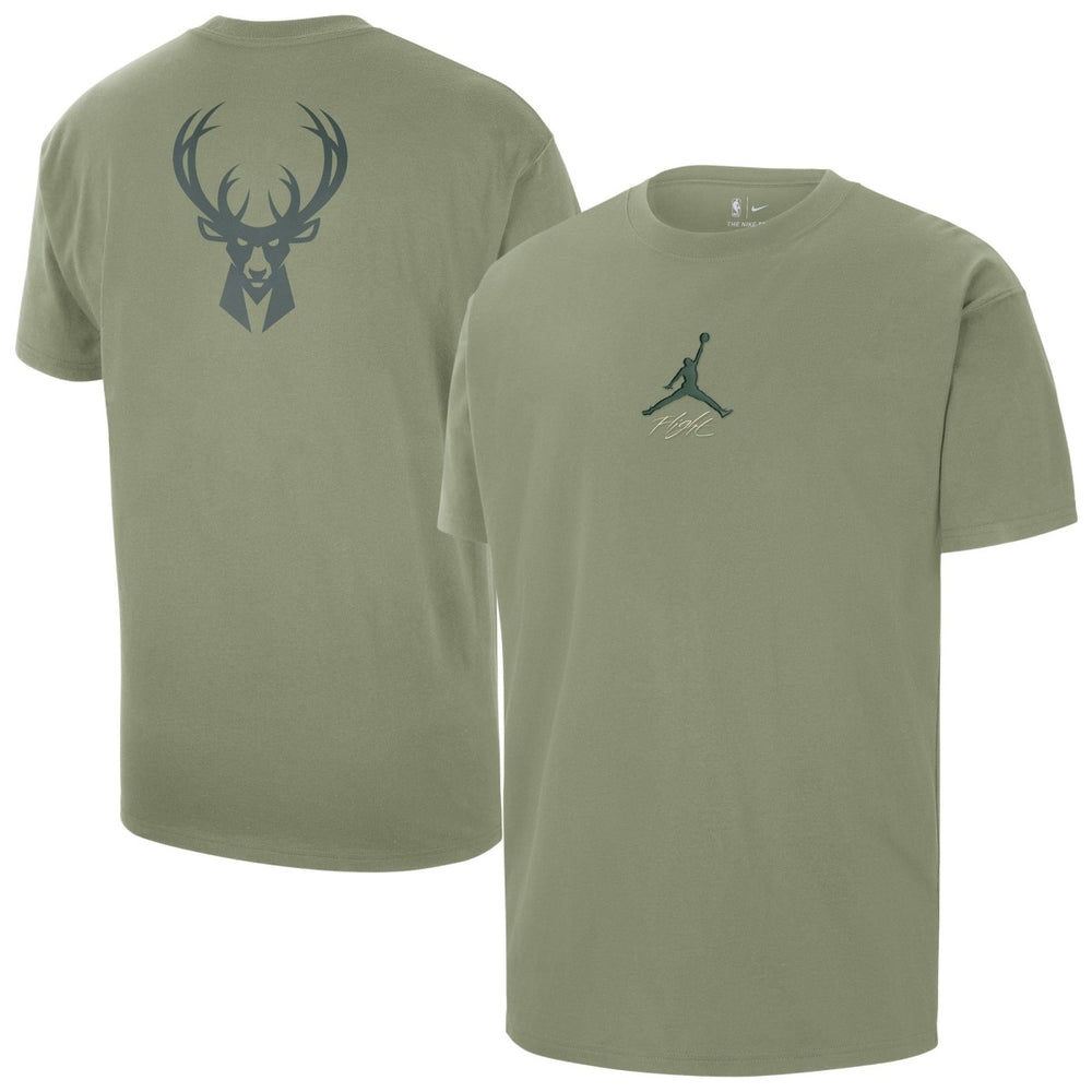 Milwaukee Bucks Jordan Brand Statement Edition Jumpman Flight Heavyweight T-Shirt Green