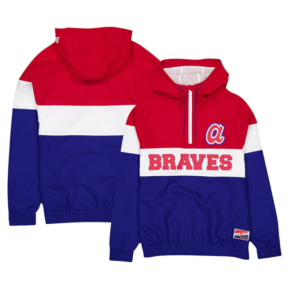 Atlanta Braves New Era Ripstop Raglan Quarter-Zip Hoodie Windbreaker Jacket - Blue Jackets